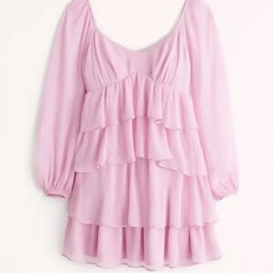 Hot Pink Abercrombie & Fitch Babydoll Ruffle Dress w/ Sweetheart Neckline